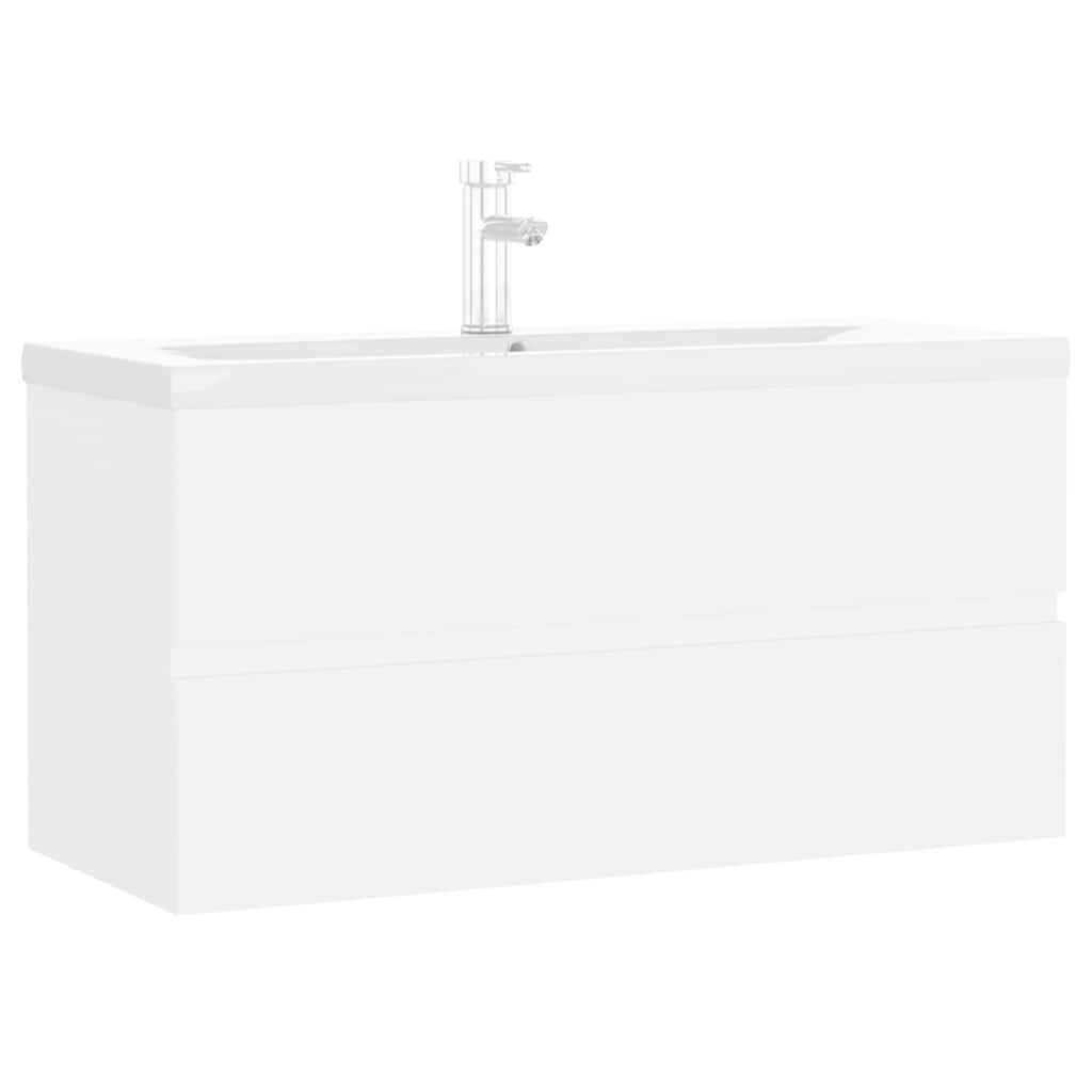 Ormarić s ugrađenim umivaonikom bijeli konstruirano drvo Bijela 90 x 38.5 x 45 cm