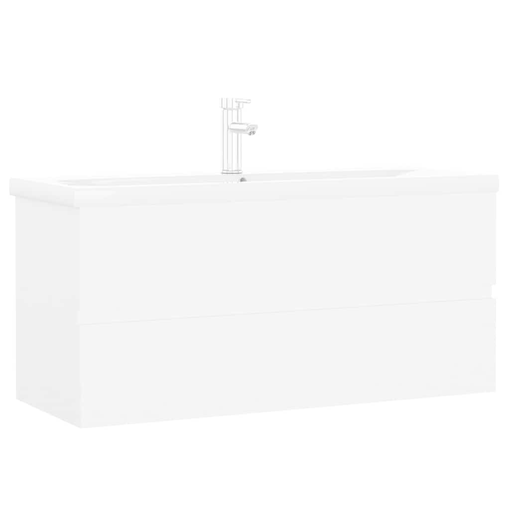 Ormarić s ugrađenim umivaonikom bijeli konstruirano drvo Bijela 100 x 38.5 x 45 cm