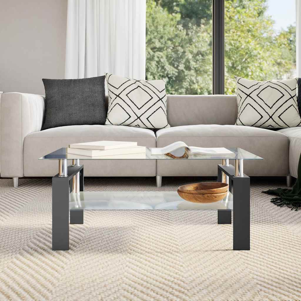 Stolić za kavu crno-prozirni 95 x 55 x 40 cm od kaljenog stakla