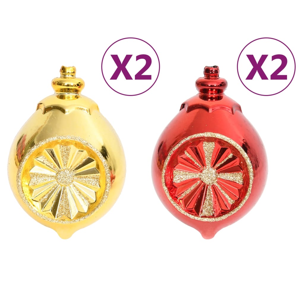 Set božićnih kuglica od 108 komada zlatne i crvene
