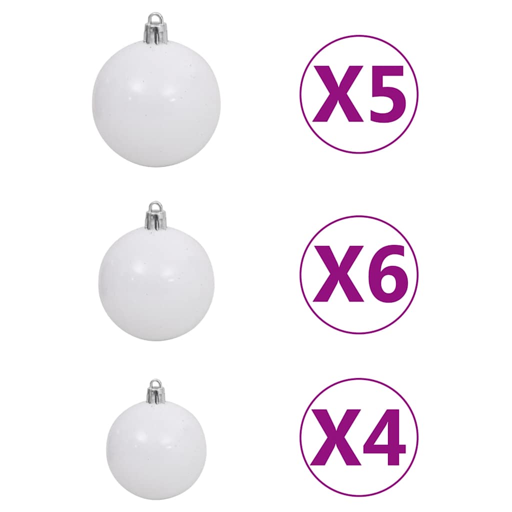 60-dijelni set božićnih kuglica s vrhom 150 LED bijelo-sivi