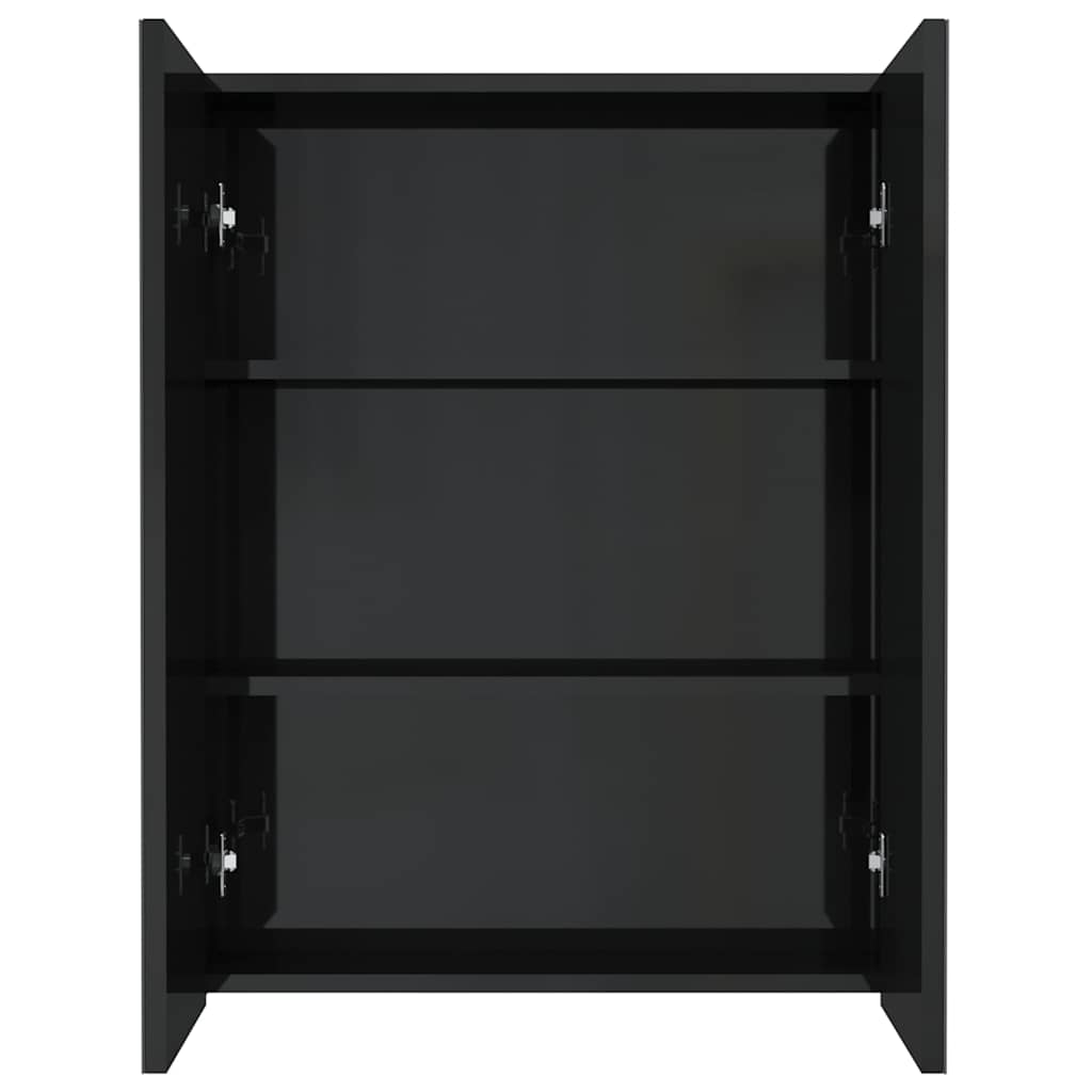 Kupaonski ormarić s ogledalom 60x15x75 cm MDF sjajni crni