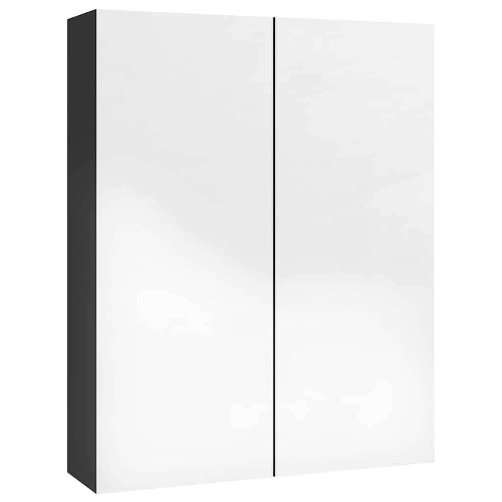 Kupaonski ormarić s ogledalom 60x15x75 cm MDF sjajni crni