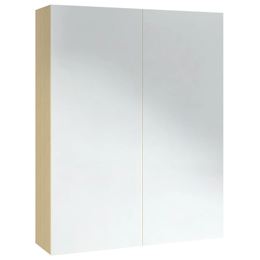 Kupaonski ormarić s ogledalom 60x15x75 cm MDF bijeli i hrast