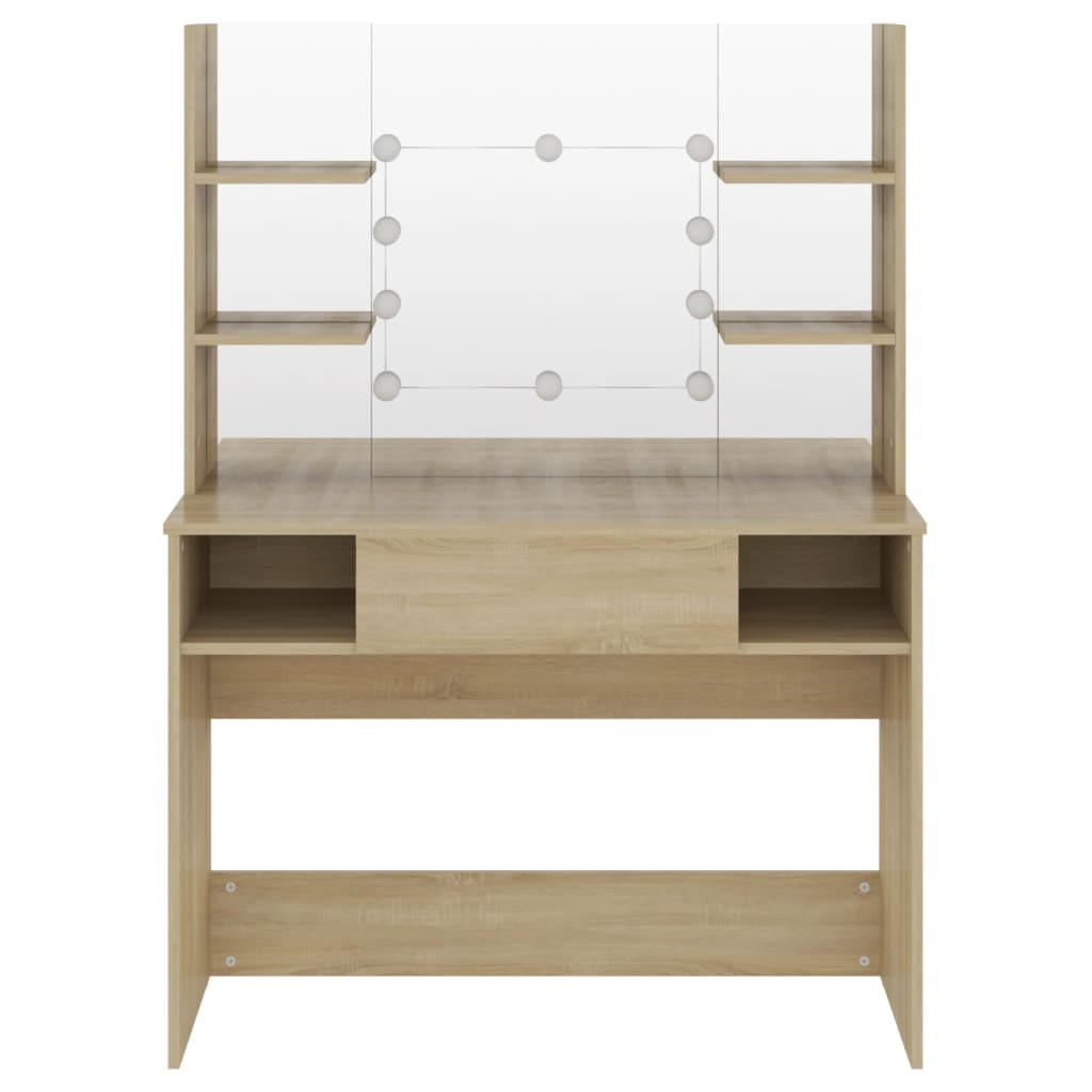 Stolić za šminkanje LED 100 x 40 x 135 cm MDF boja hrasta
