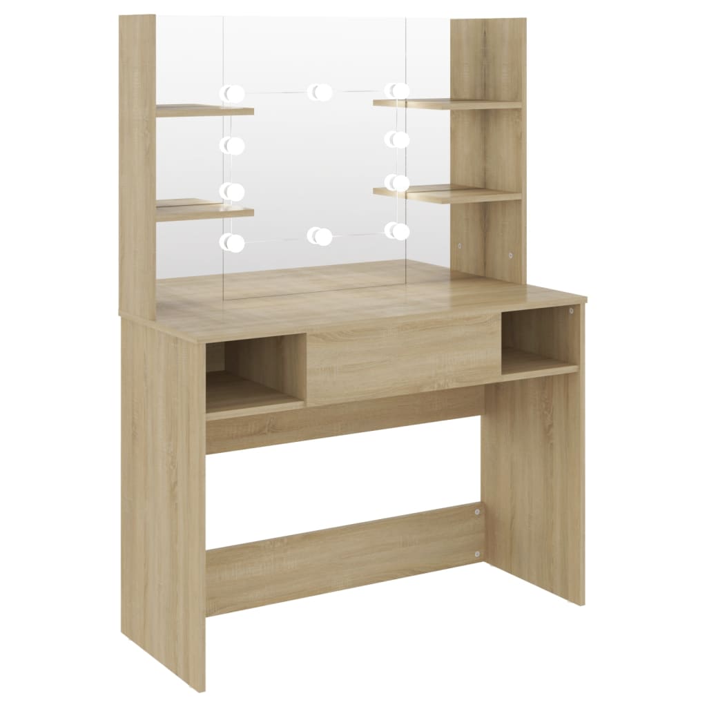 Stolić za šminkanje LED 100 x 40 x 135 cm MDF boja hrasta
