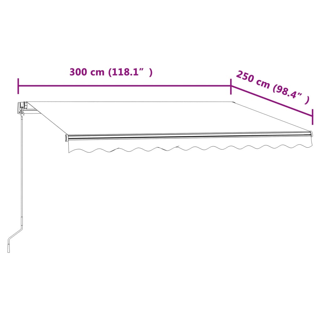 Tenda na automatsko uvlačenje 300 x 250 cm žuto-bijela