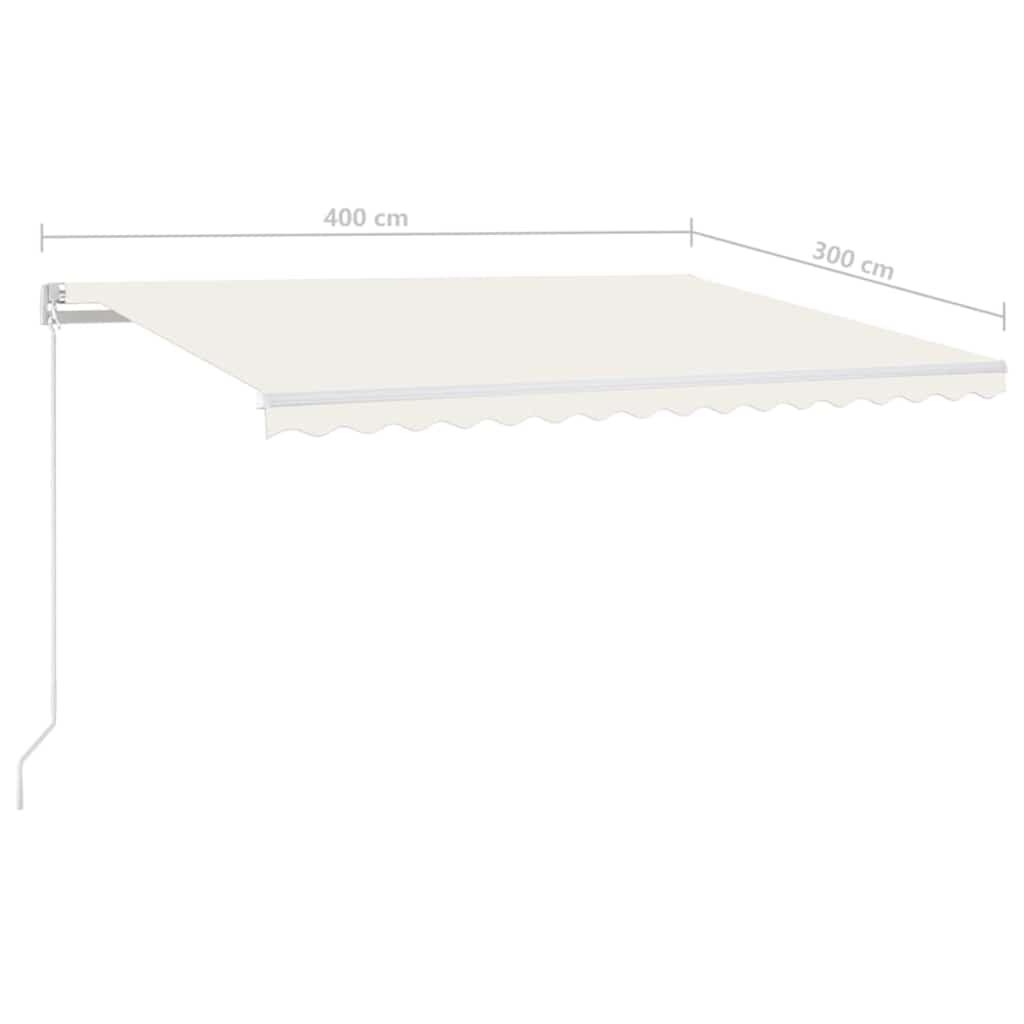 Tenda na ručno uvlačenje s LED svjetlima 400 x 300 cm krem