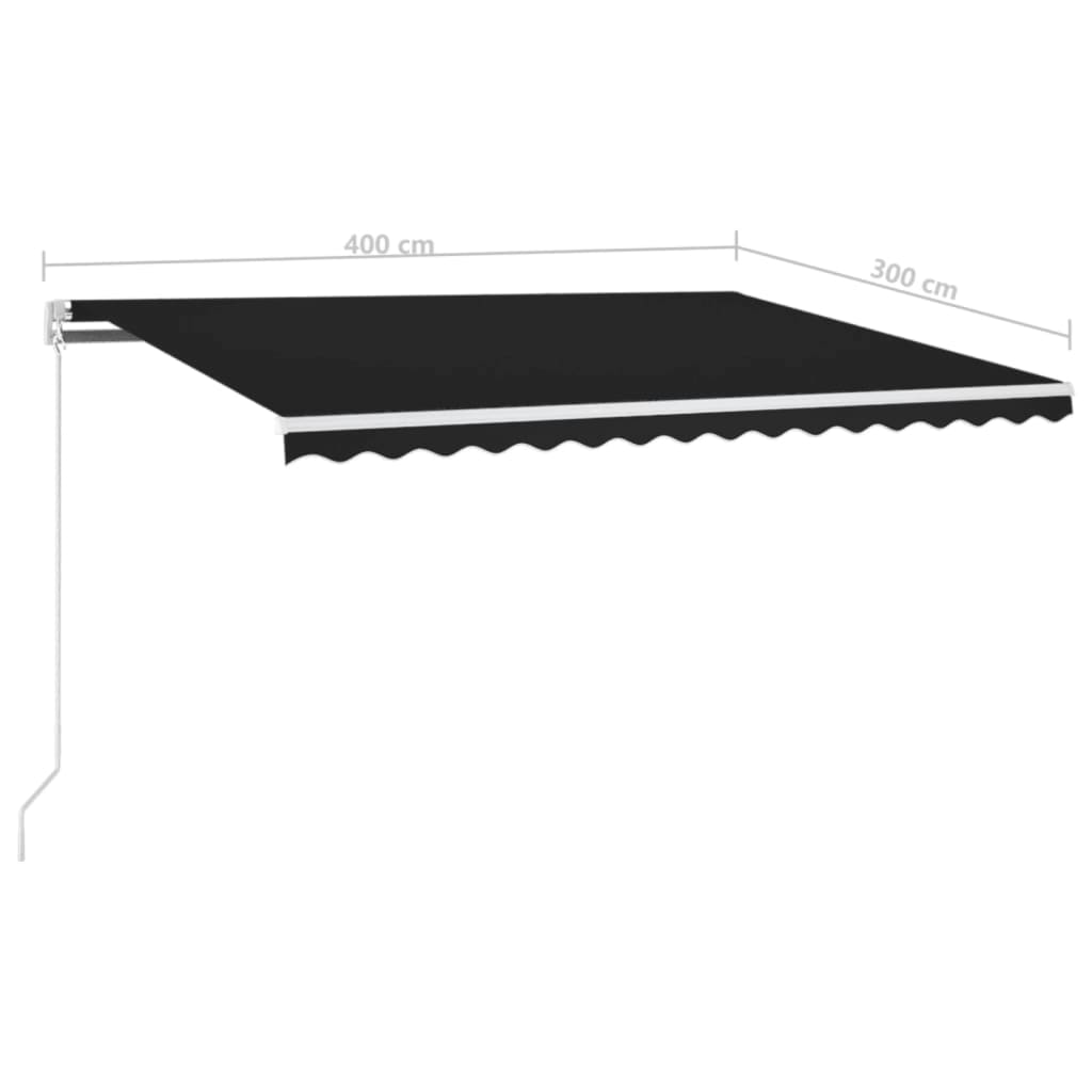 Tenda na ručno uvlačenje s LED svjetlima 400 x 300 cm antracit