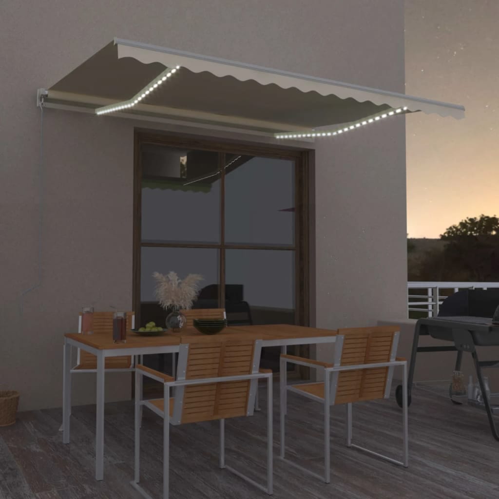 Tenda na ručno uvlačenje s LED svjetlom 450 x 300 cm krem