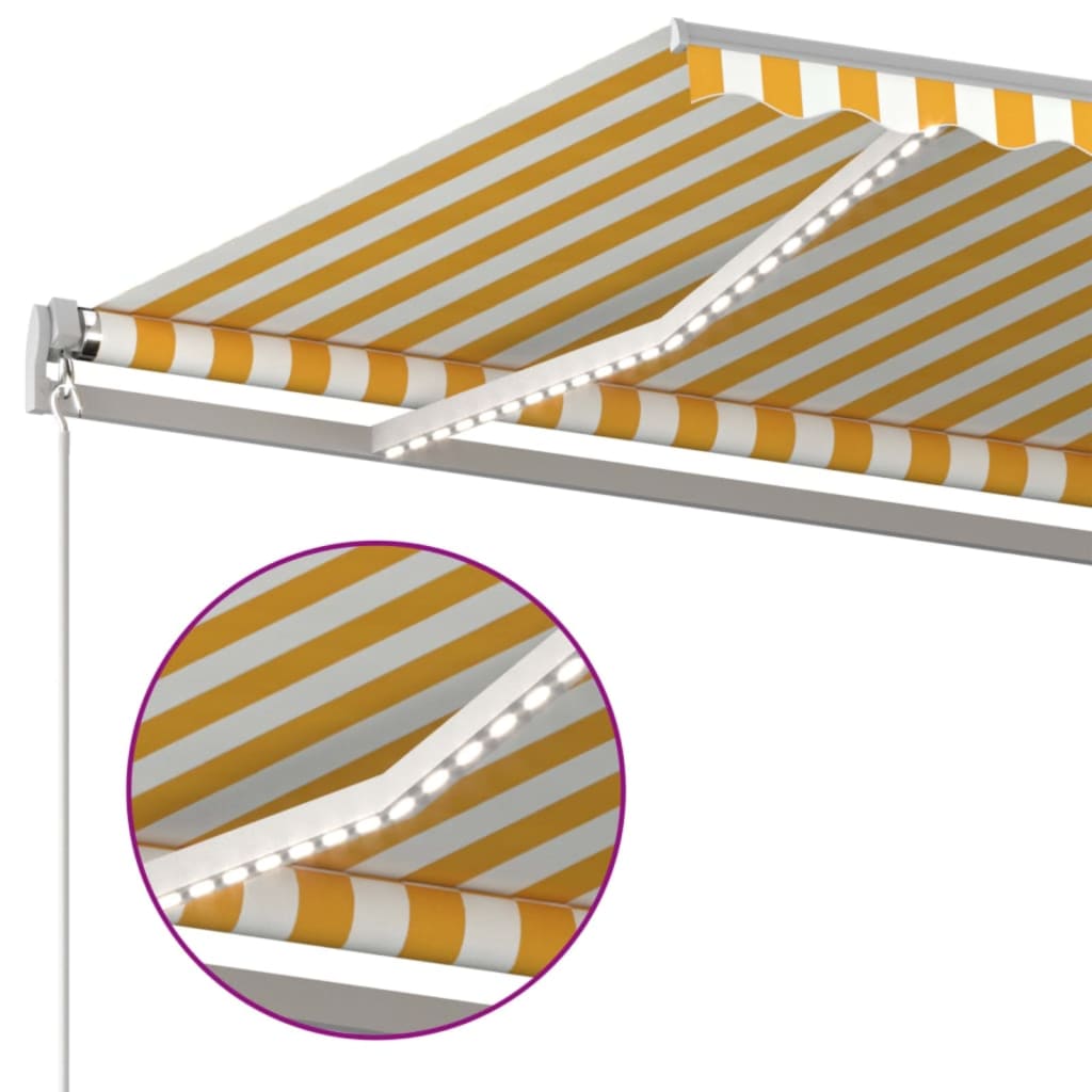 Tenda na ručno uvlačenje s LED svjetlima 450x300 cm žuto-bijela