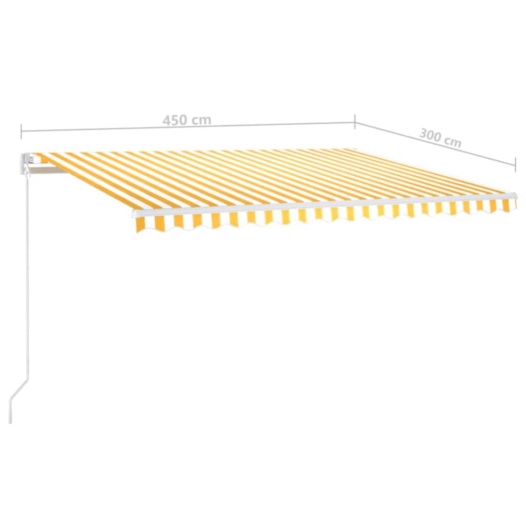 Tenda na ručno uvlačenje s LED svjetlima 450x300 cm žuto-bijela