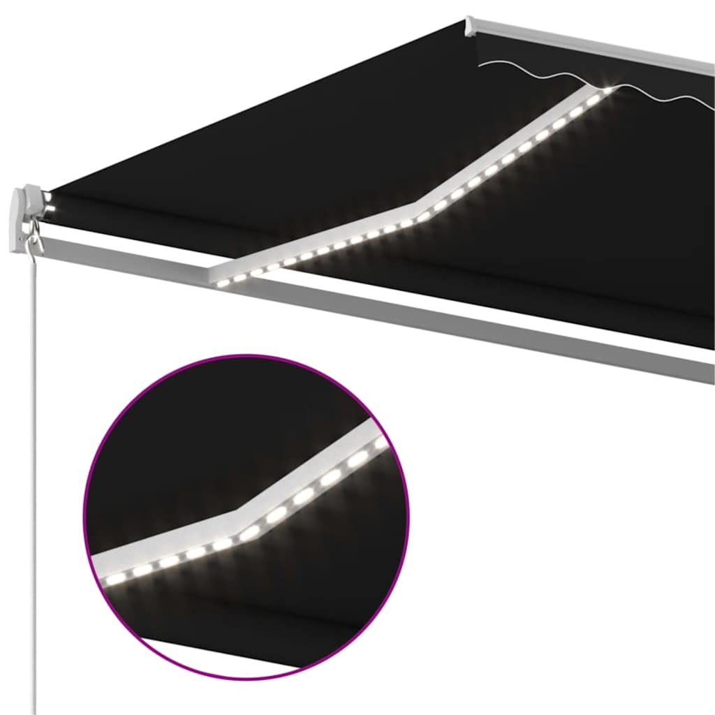 Tenda na ručno uvlačenje s LED svjetlima 600 x 300 cm antracit