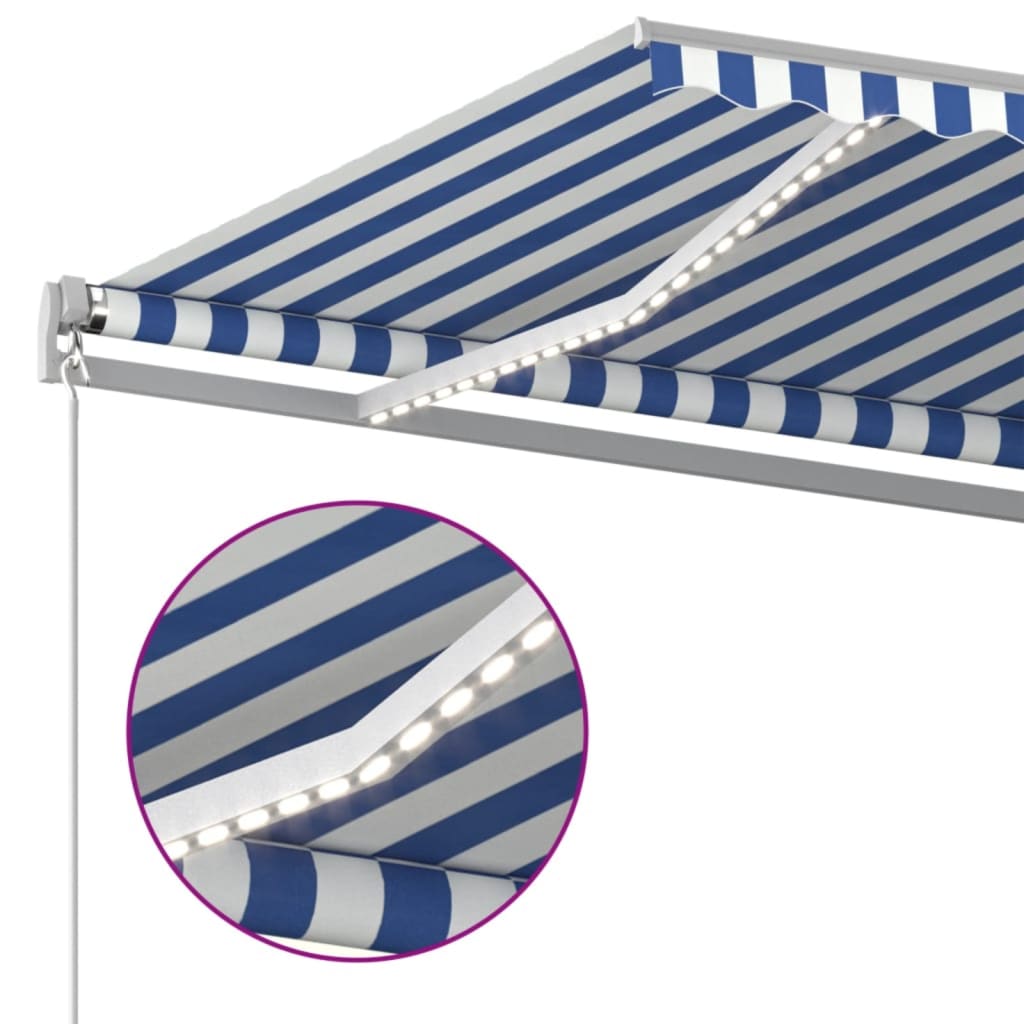 Tenda na ručno uvlačenje s LED svjetlom 400x350 cm plavo-bijela
