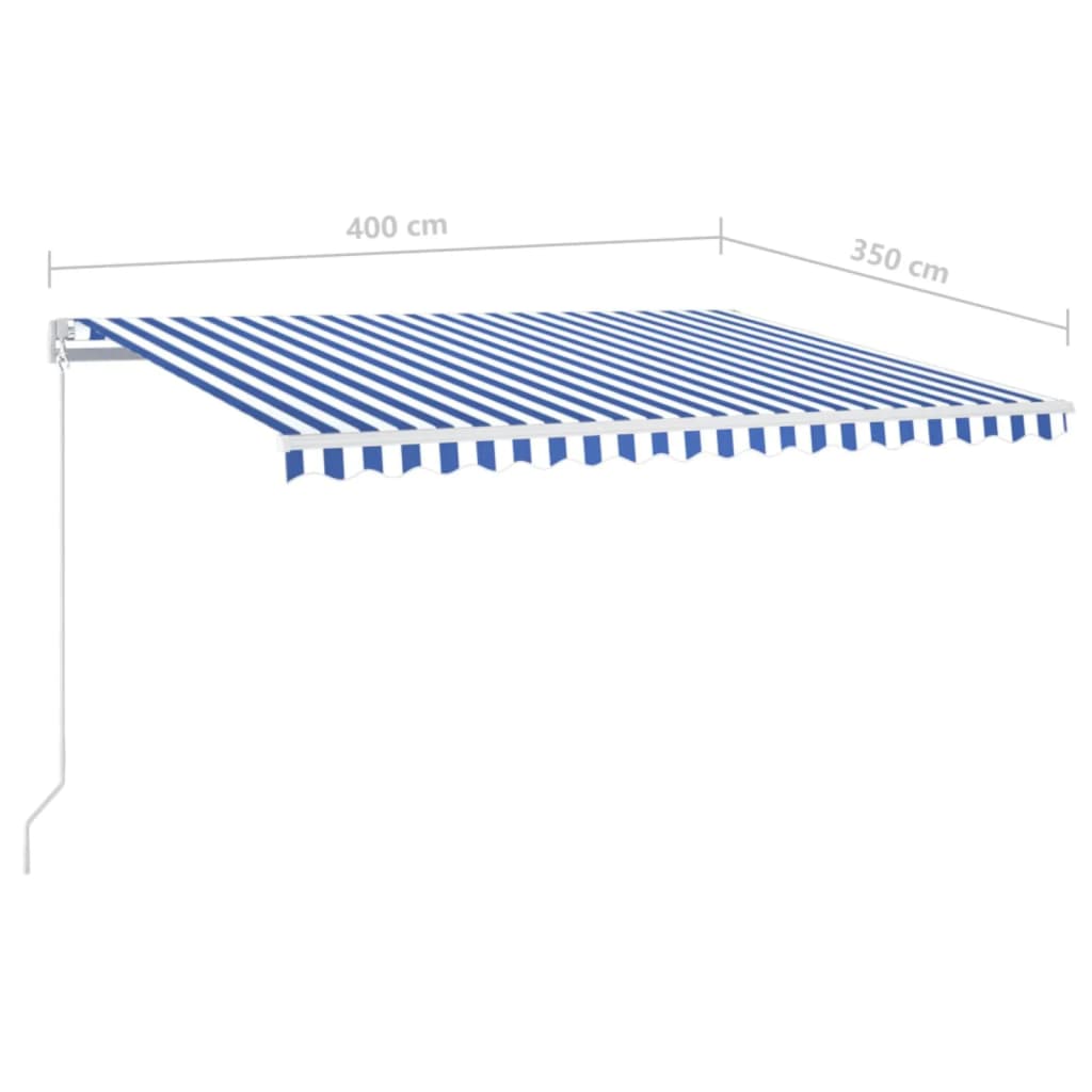 Tenda na ručno uvlačenje s LED svjetlom 400x350 cm plavo-bijela
