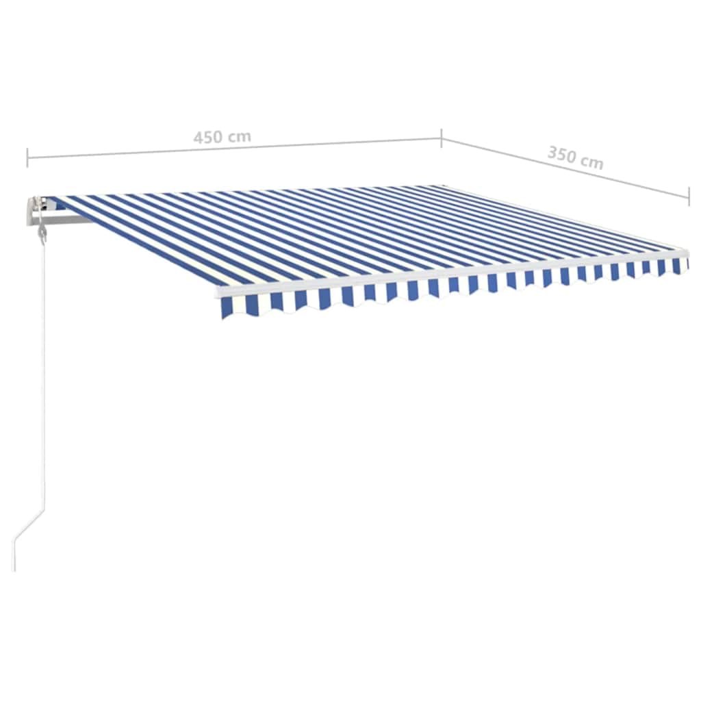 Automatska tenda sa senzorom LED 450 x 350 cm plavo-bijela