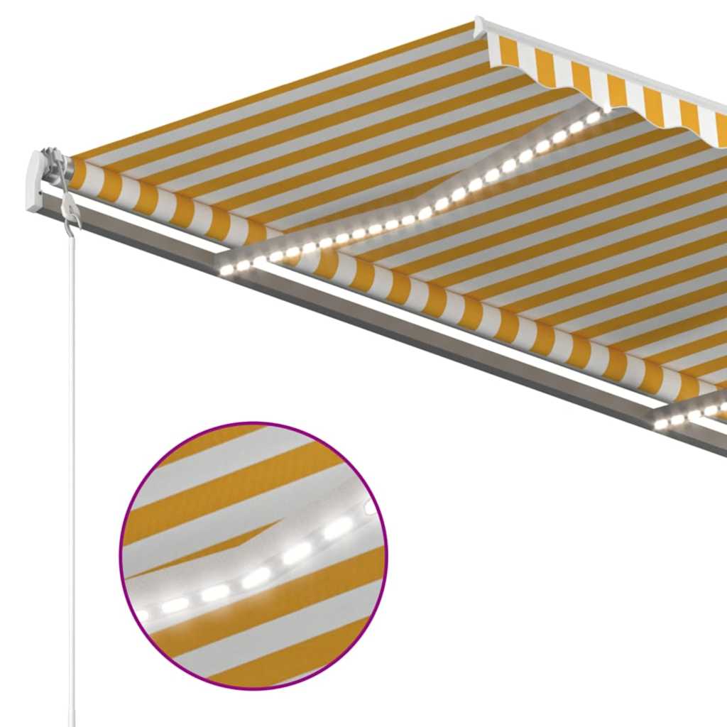 Automatska tenda sa senzorom LED 450 x 350 cm žuto-bijela