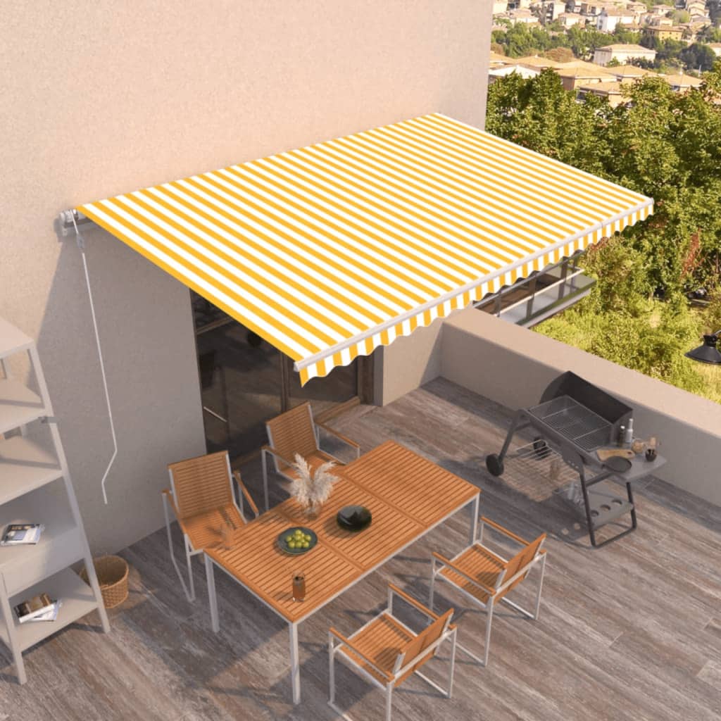 Tenda na automatsko uvlačenje 500 x 350 cm žuto-bijela