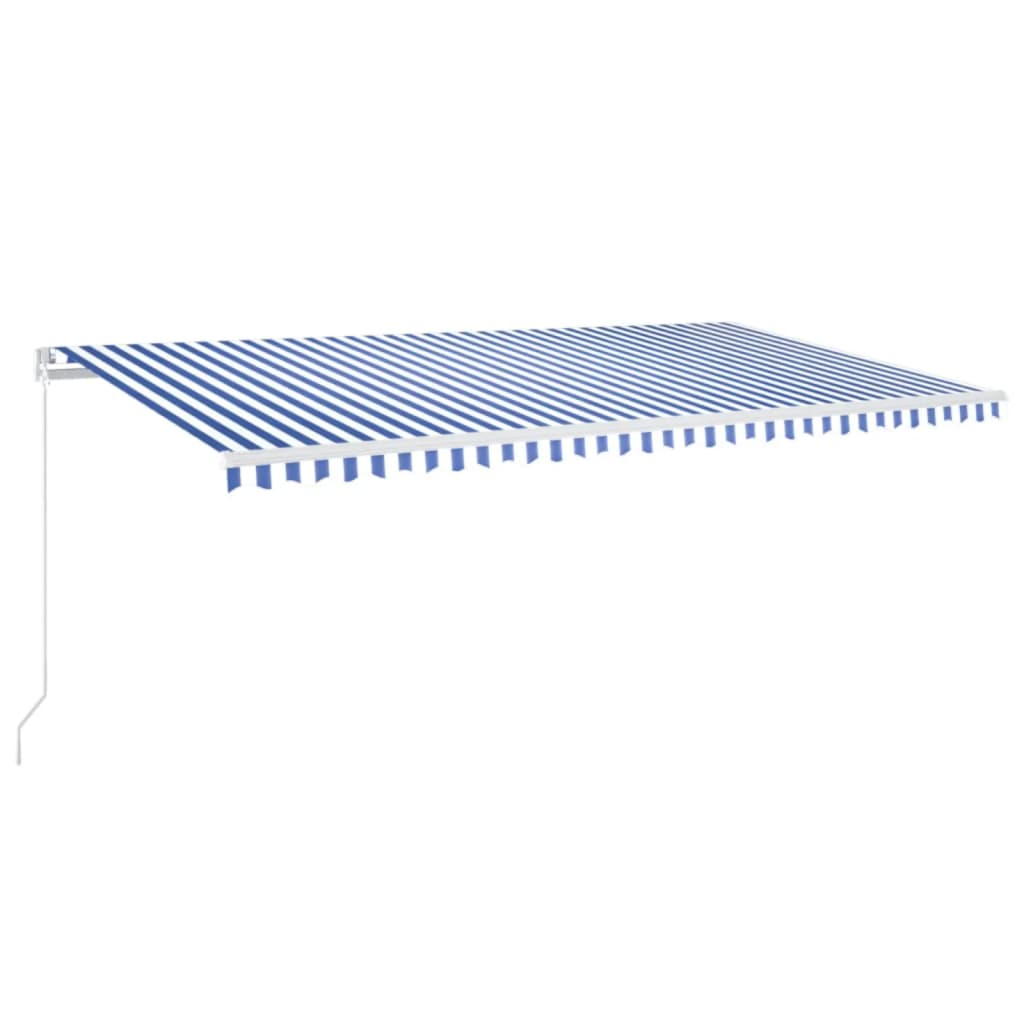 Tenda na ručno uvlačenje s LED svjetlom 600x350 cm plavo-bijela