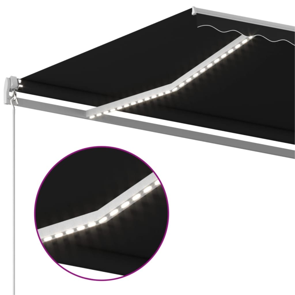 Tenda na ručno uvlačenje s LED svjetlima 600x350 cm antracit
