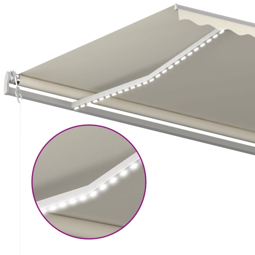 Automatska tenda sa senzorom za vjetar LED 600x350 cm krem