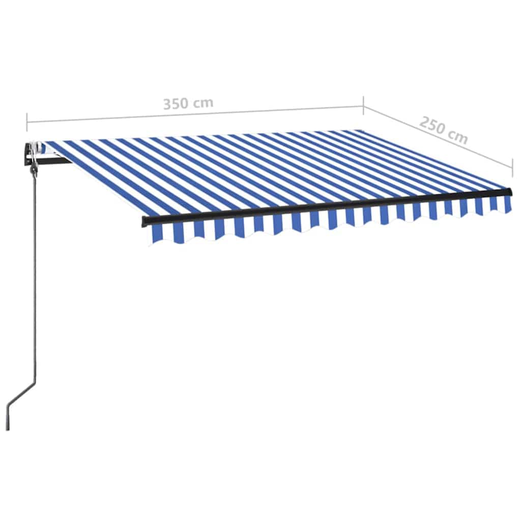Automatska tenda sa senzorom LED 350x250 cm plavo-bijela