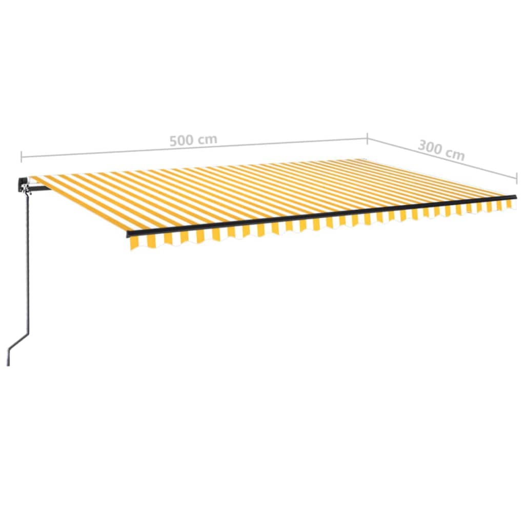 Tenda na ručno uvlačenje s LED svjetlom 500x300 cm žuto-bijela