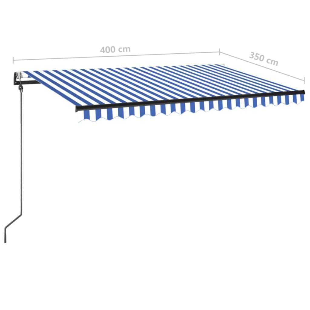 Automatska tenda sa senzorom LED 400x350 cm plavo-bijela
