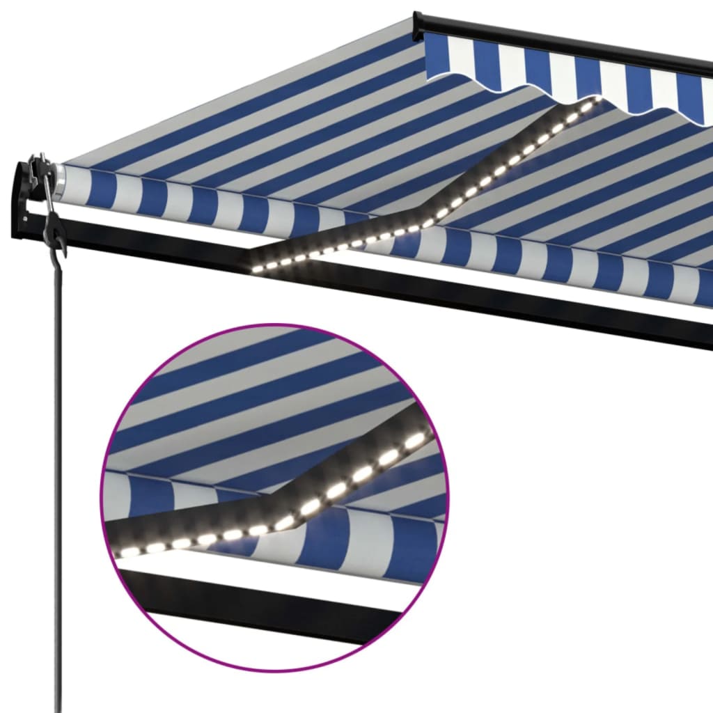 Automatska tenda sa senzorom LED 450 x 350 cm plavo-bijela