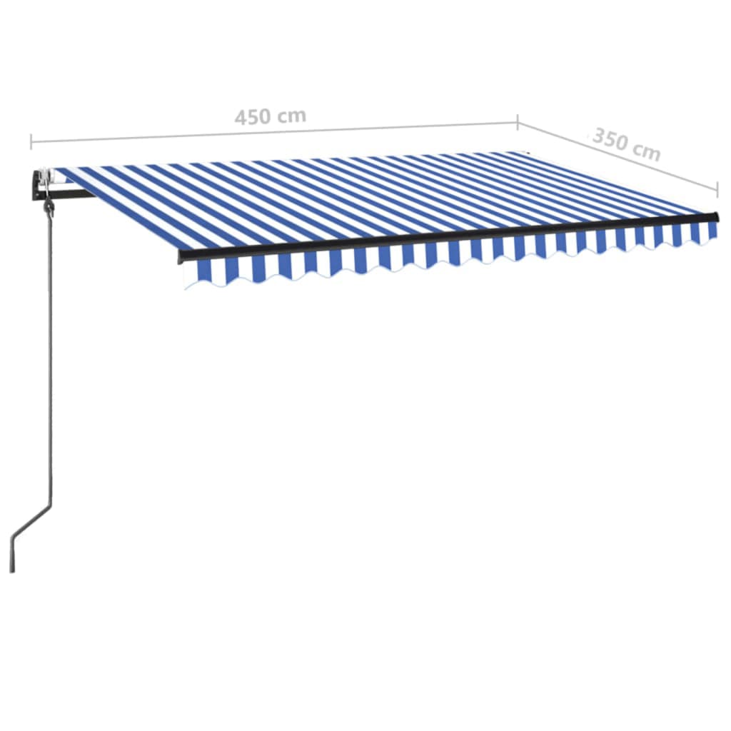 Automatska tenda sa senzorom LED 450 x 350 cm plavo-bijela