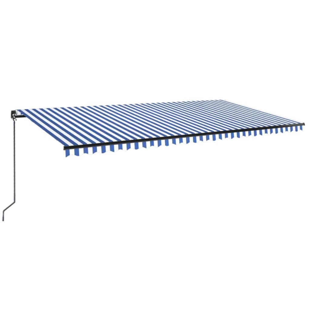Tenda na ručno uvlačenje s LED svjetlom 600x350 cm plavo-bijela