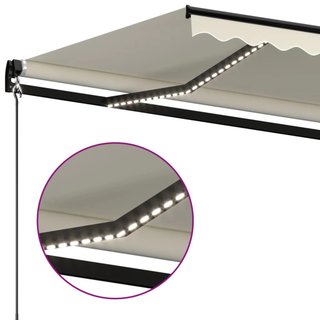 Tenda na ručno uvlačenje s LED svjetlima 600x350 cm krem