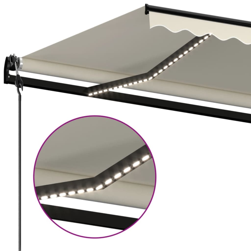 Automatska tenda sa senzorom za vjetar LED 600x350 cm krem