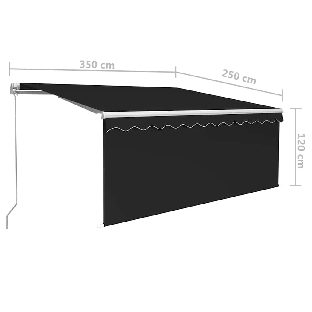 Tenda na ručno uvlačenje s roletom 3,5 x 2,5 m antracit