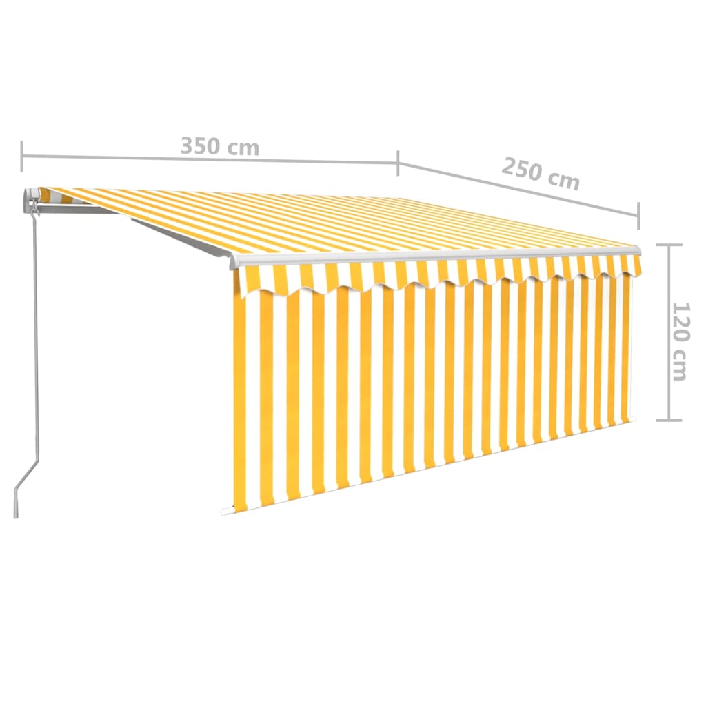 Tenda na ručno uvlačenje s roletom LED 3,5 x 2,5 m žuto-bijela