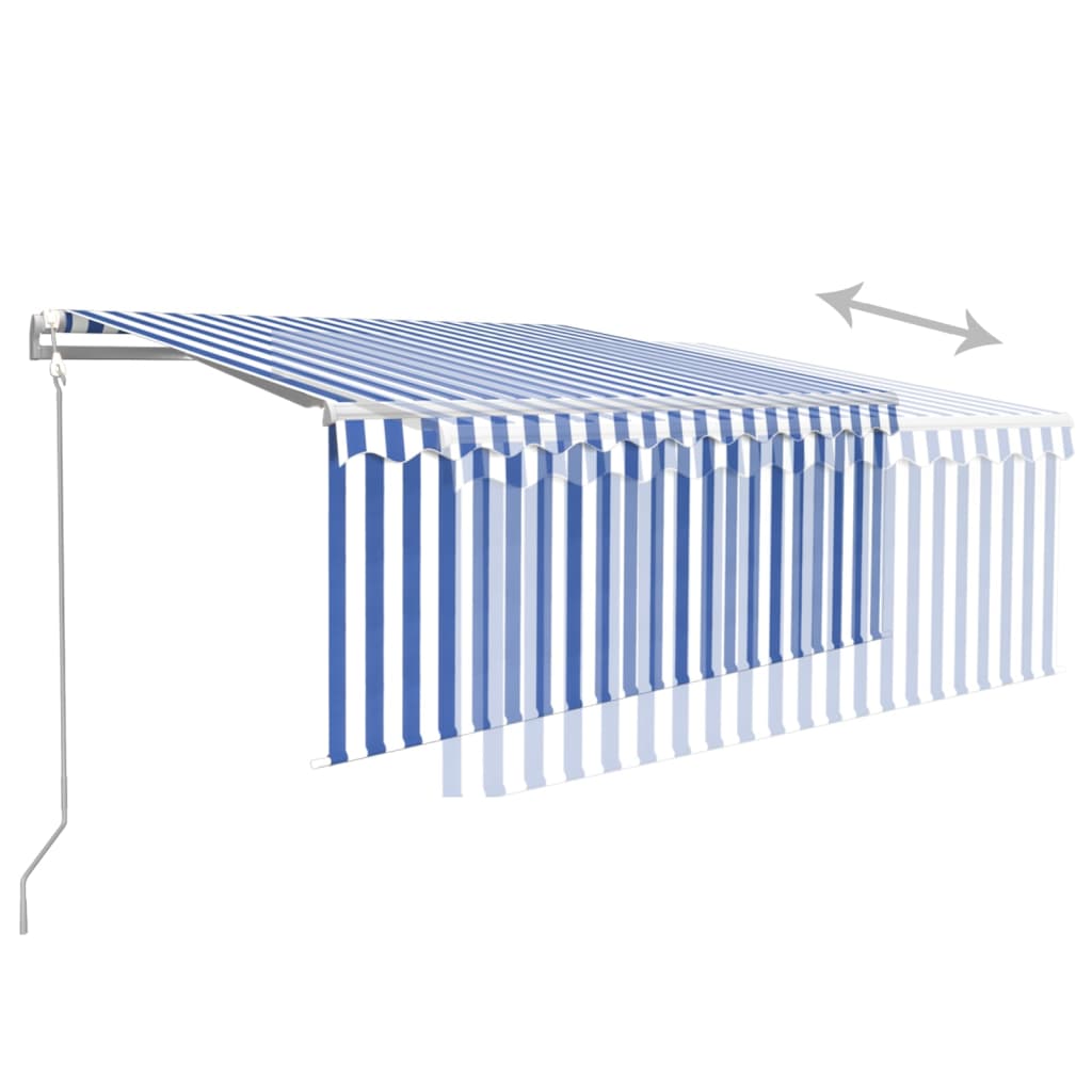 Automatska tenda s roletom i senzorom LED 3,5x2,5m plavo-bijela