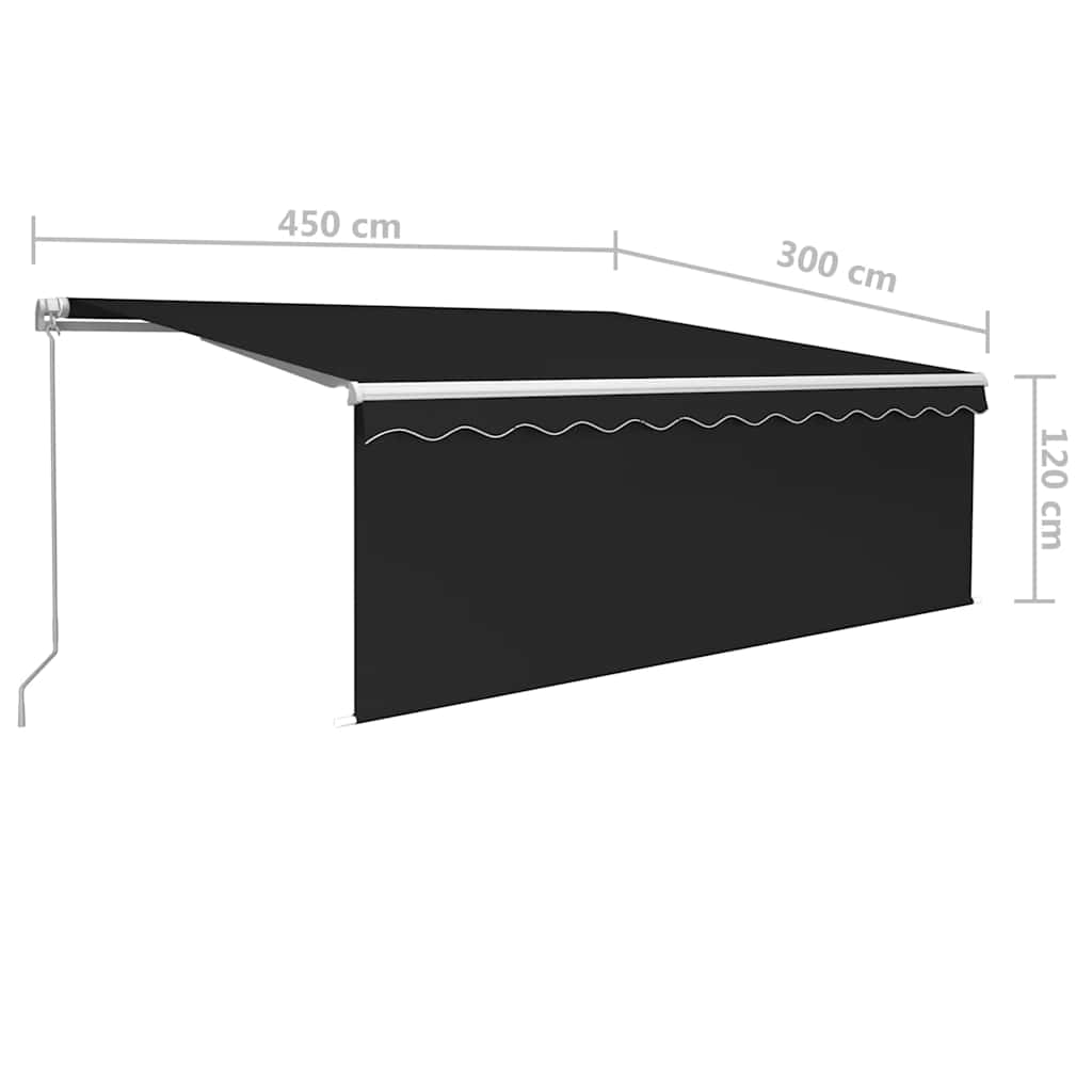 Tenda na ručno uvlačenje s roletom 4,5 x 3 m antracit