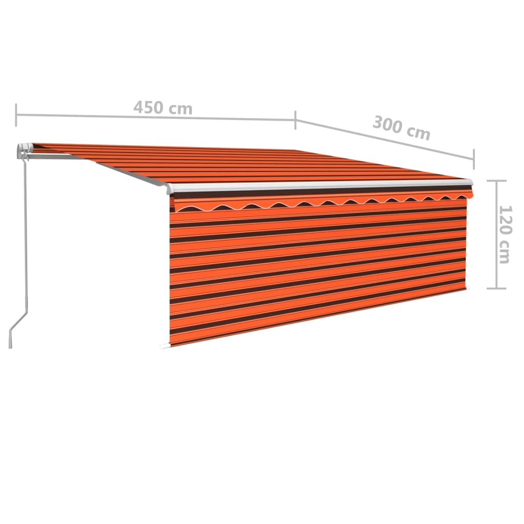 Tenda na ručno uvlačenje s roletom 4,5 x 3 m narančasto-smeđa