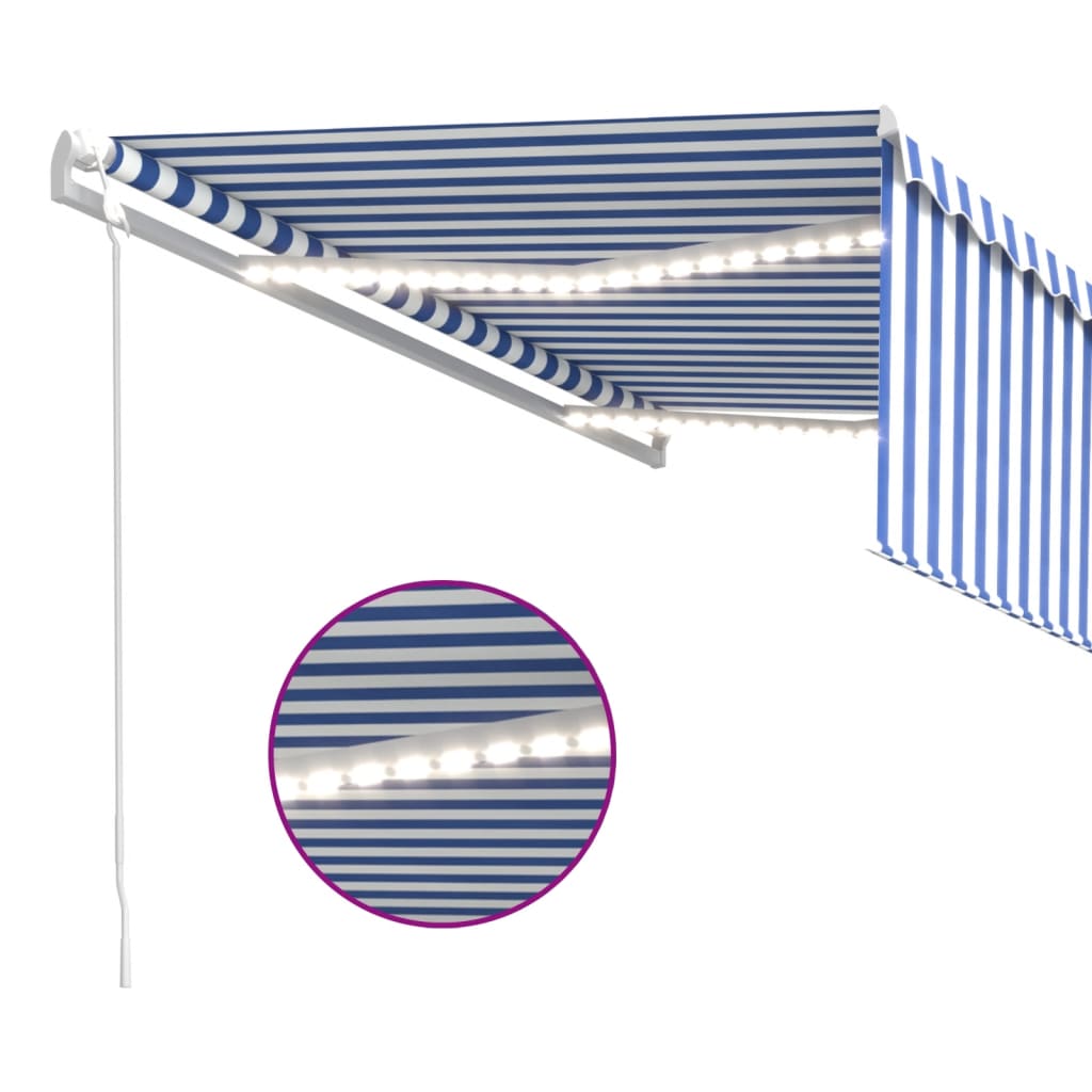 Automatska tenda s roletom i senzorom LED 4,5x3 m plavo-bijela