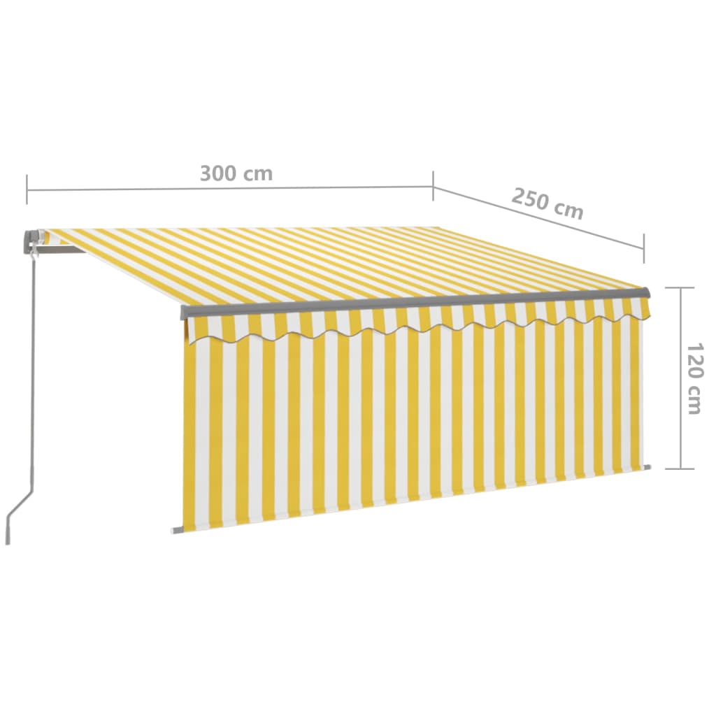 Tenda na ručno uvlačenje s roletom 3 x 2,5 m žuto-bijela