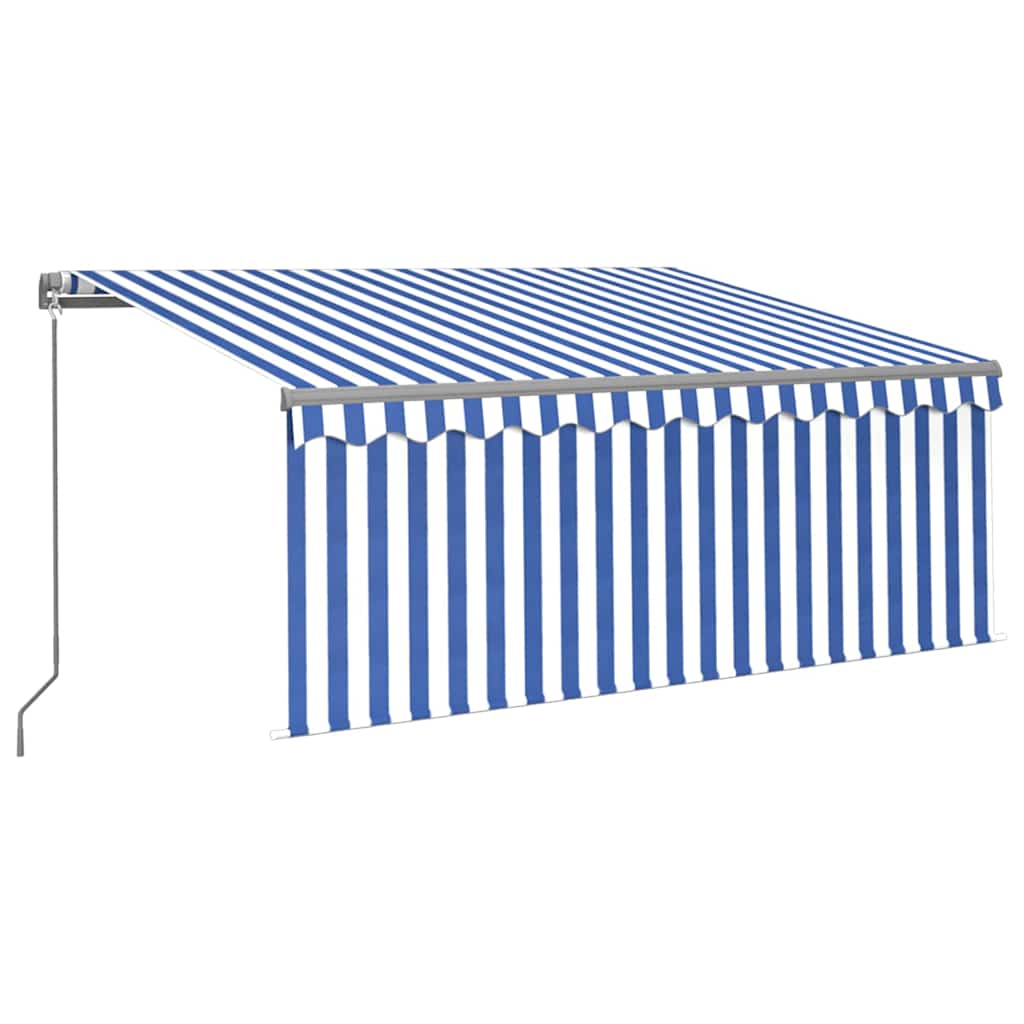 Tenda na ručno uvlačenje s roletom LED 3 x 2,5 m plavo-bijela