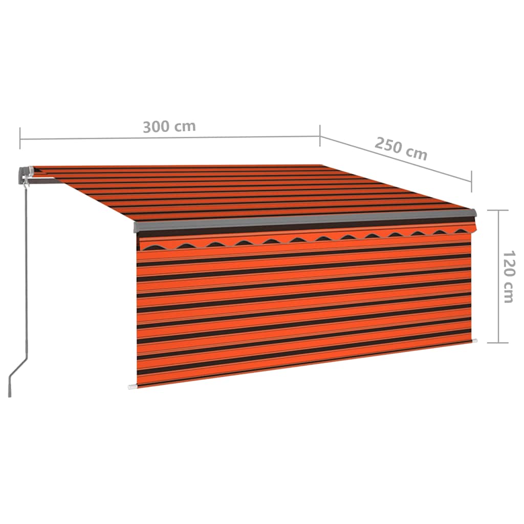 Tenda na ručno uvlačenje s roletom LED 3x2,5 m narančasto-smeđa