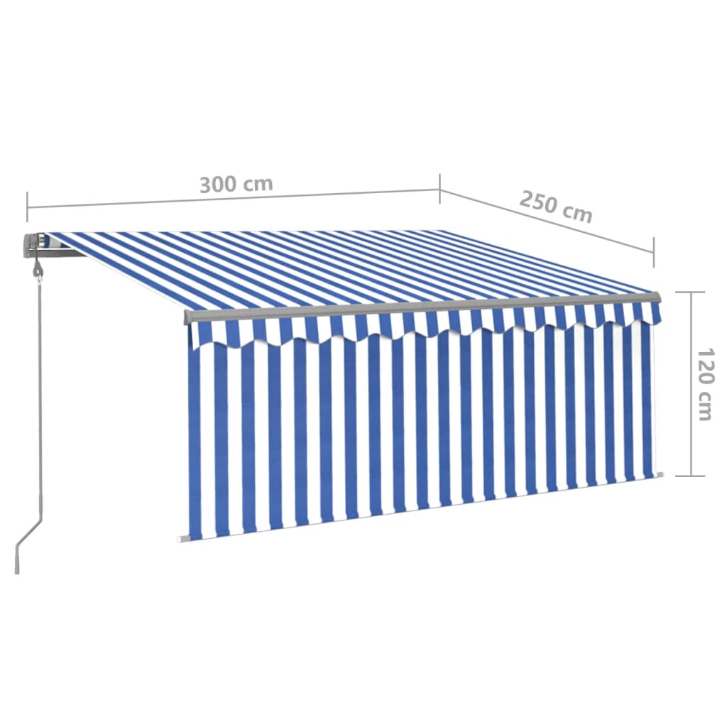 Automatska tenda na uvlačenje s roletom 3 x 2,5 m plavo-bijela