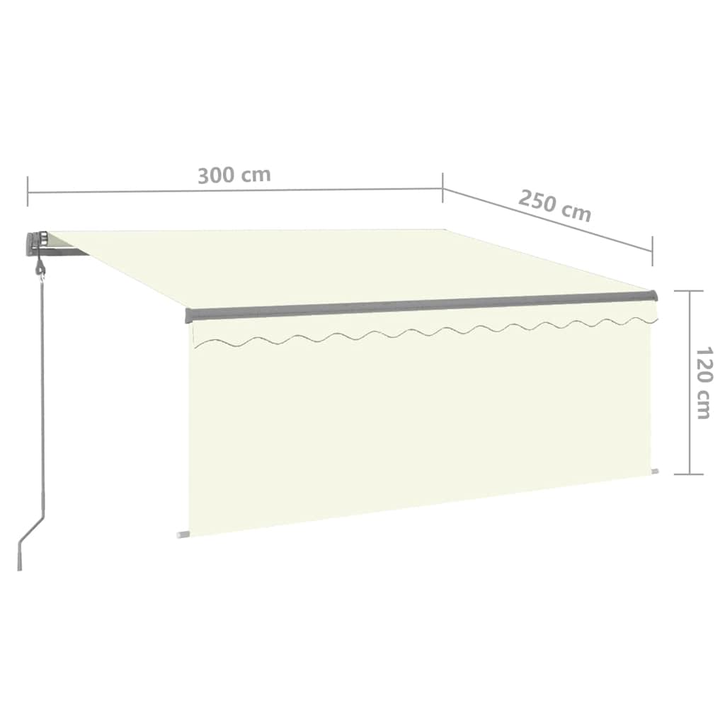 Automatska tenda s roletom i senzorom LED 3 x 2,5 m krem