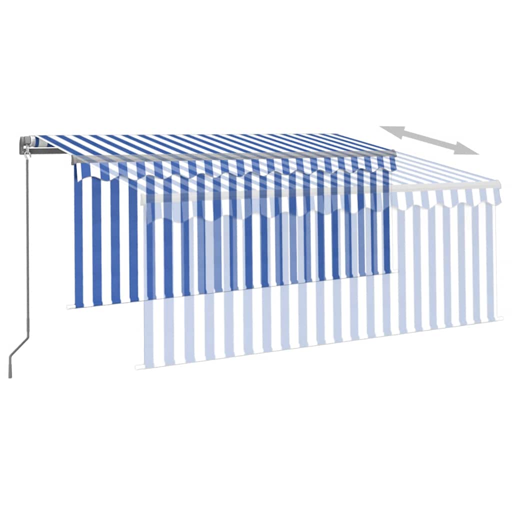 Tenda na ručno uvlačenje s roletom 3,5 x 2,5 m plavo-bijela