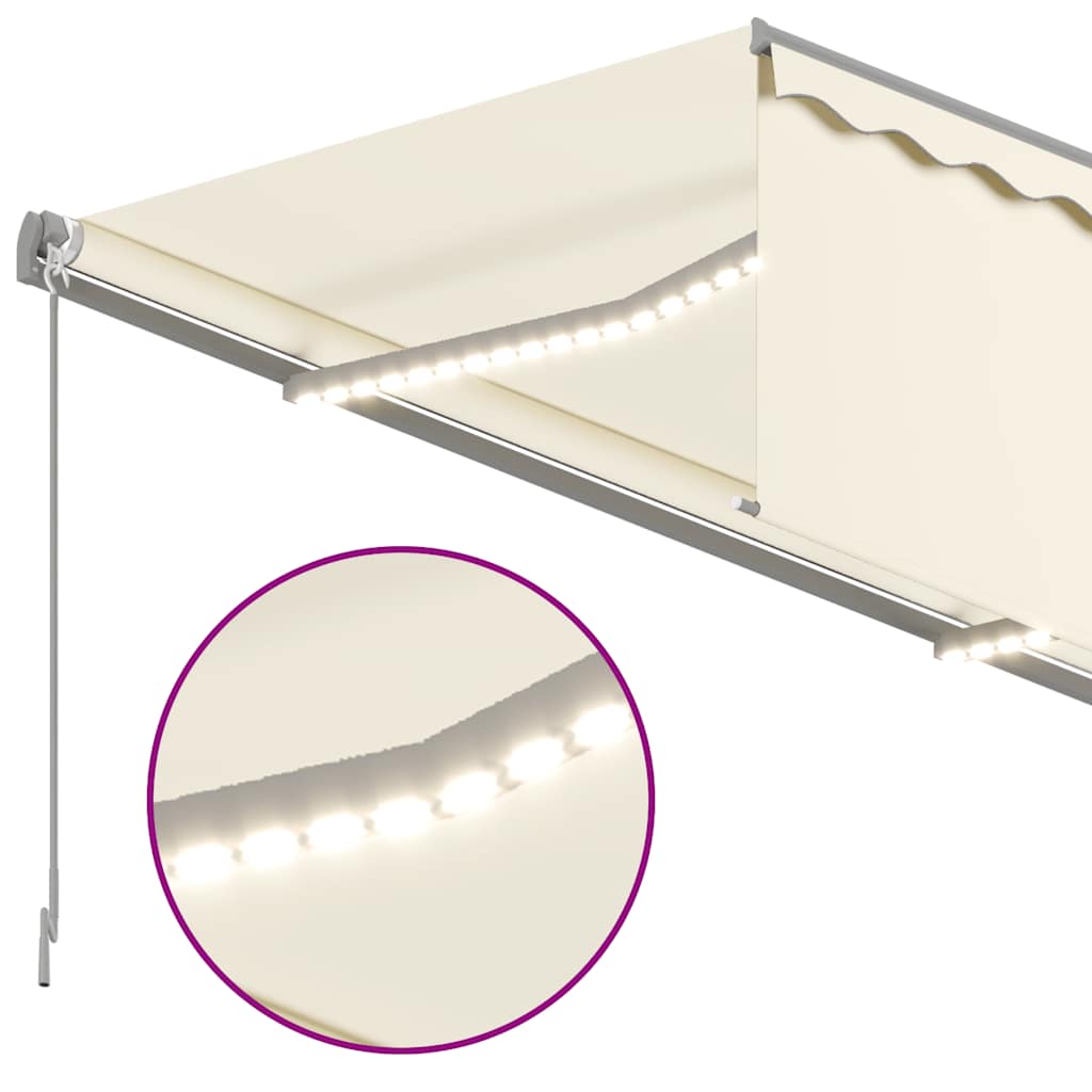 Tenda na ručno uvlačenje s roletom LED 3,5 x 2,5 m krem