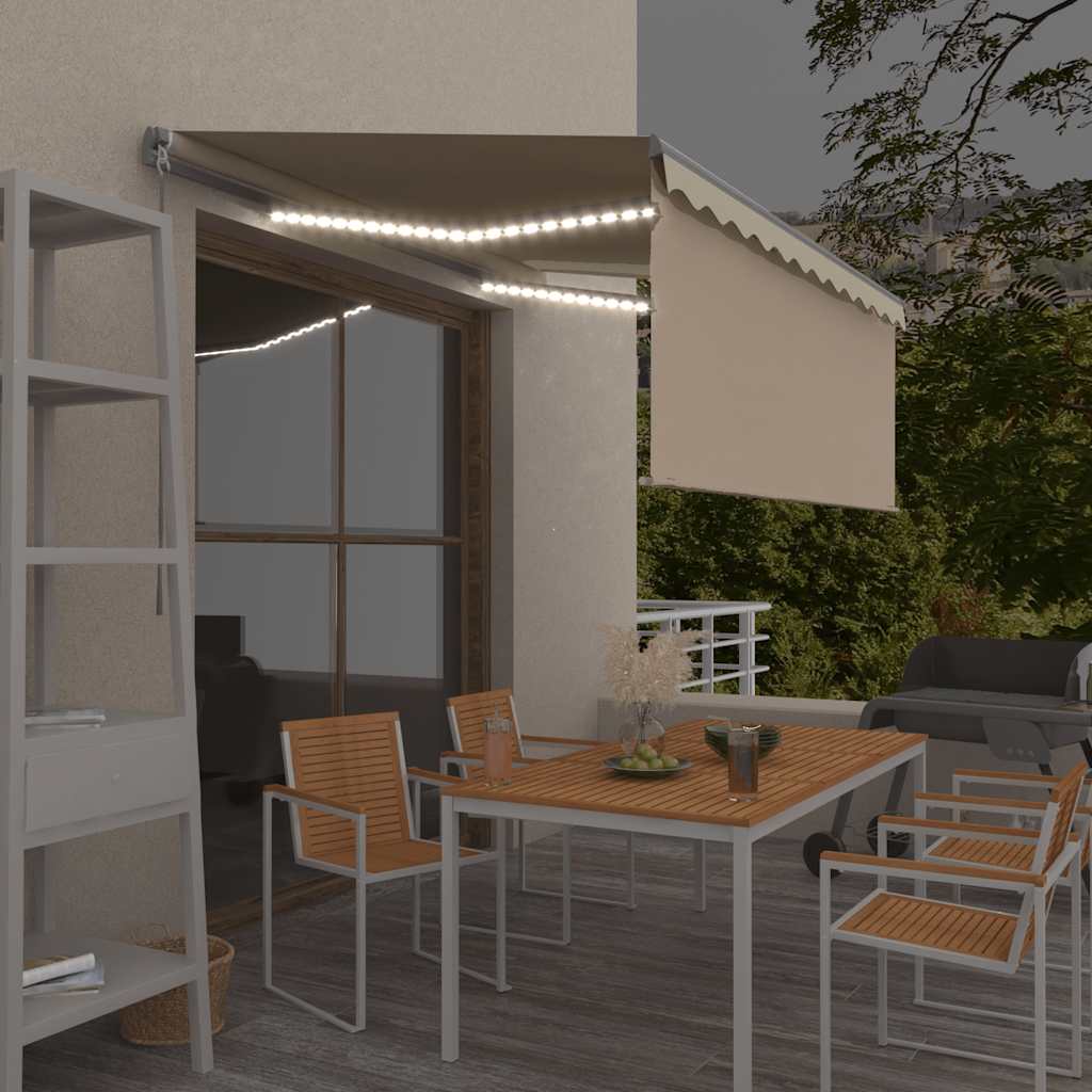 Tenda na ručno uvlačenje s roletom LED 3,5 x 2,5 m krem