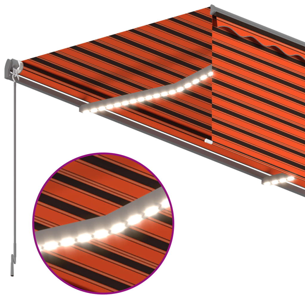 Automatska tenda s roletom i senzorom LED 4x3m narančasto-smeđa