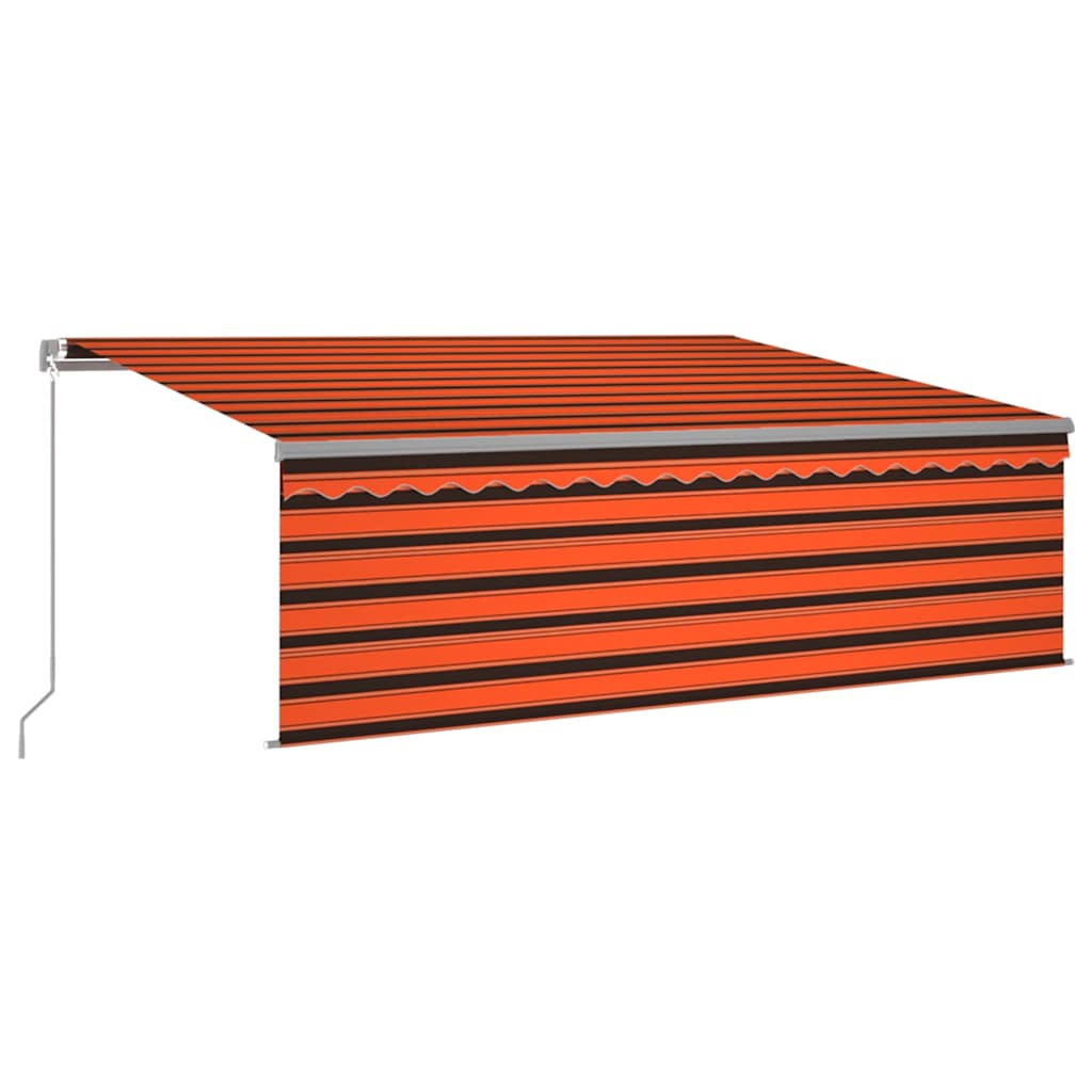 Tenda na ručno uvlačenje s roletom LED 4,5x3 m narančasto-smeđa