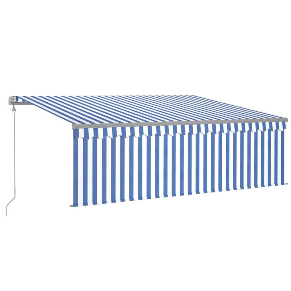 Automatska tenda s roletom i senzorom LED 4,5x3 m plavo-bijela